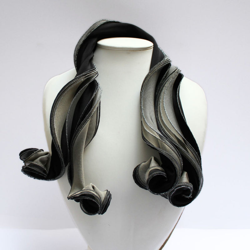Jasmine grey & black scarf by Tammy Child