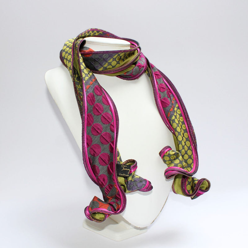 Lotus long fuchsia & lime scarf by Tammy Child