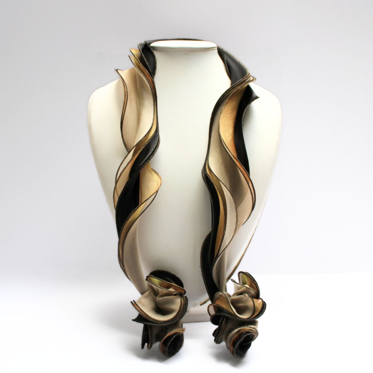 Jasmine long black & gold scarf by Tammy Child