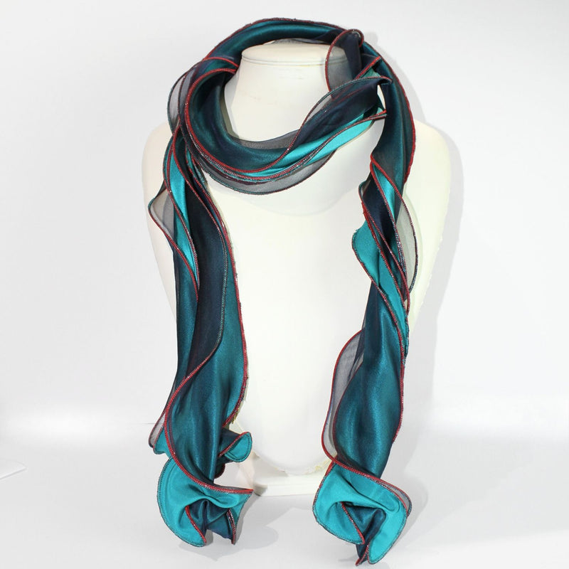 Buttercup blue & red scarf by Tammy Child
