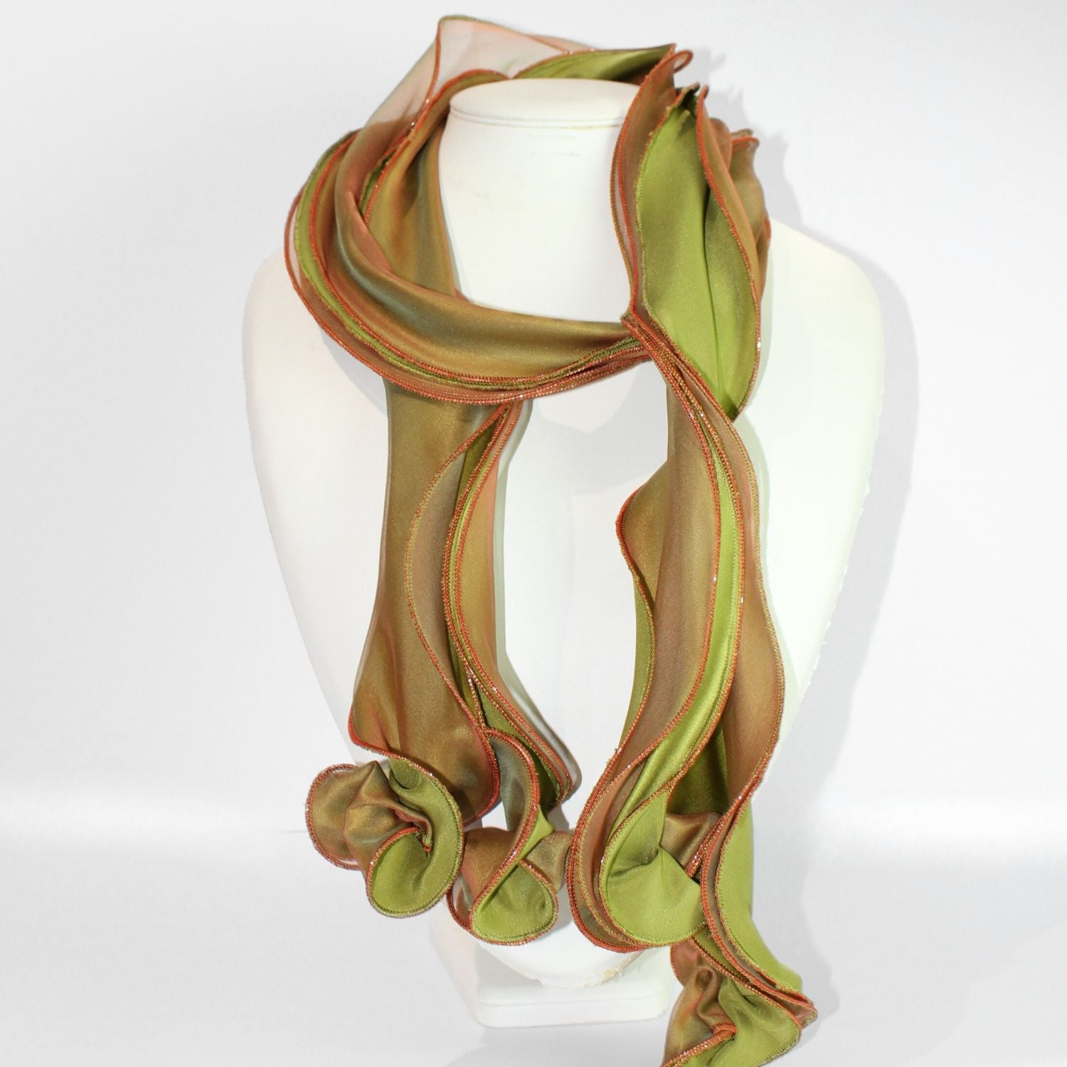 Buttercup green & orange scarf by Tammy Child