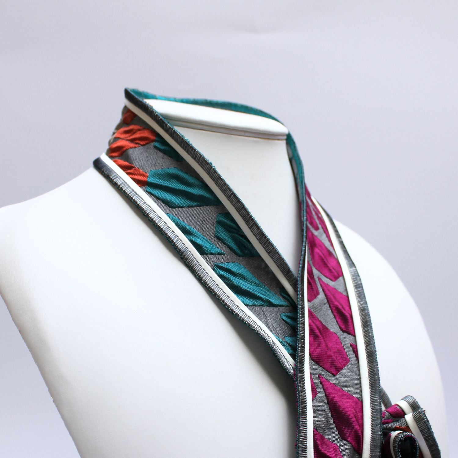 Daisy teal and multi coloured patterned scarf by Tammy Child