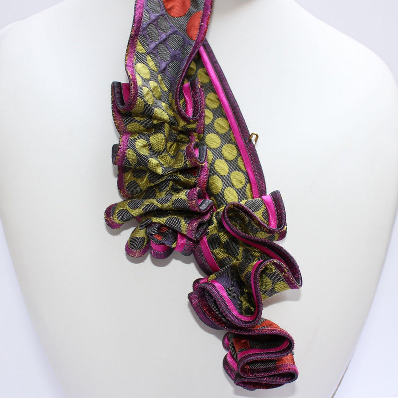 Daisy fuchsia and lime patterned scarf by Tammy Child
