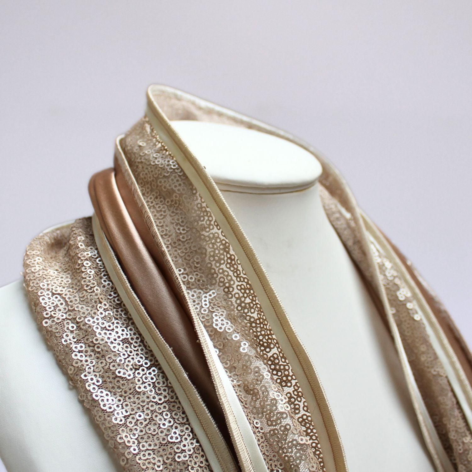 Sweetpea oyster sequin scarf by Tammy Child