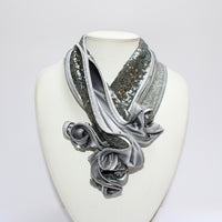 Sweetpea silver sequin scarf by Tammy Child