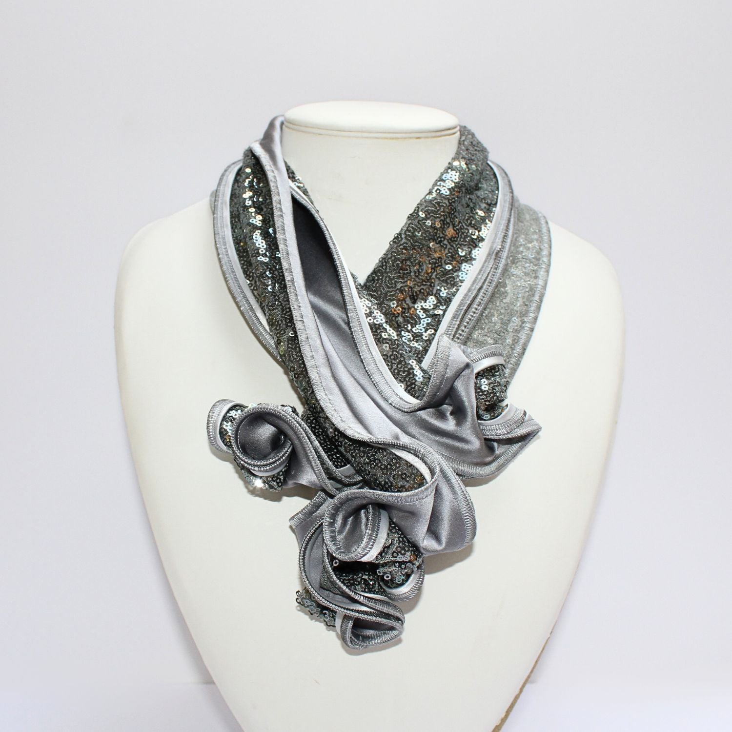 Sweetpea silver sequin scarf by Tammy Child