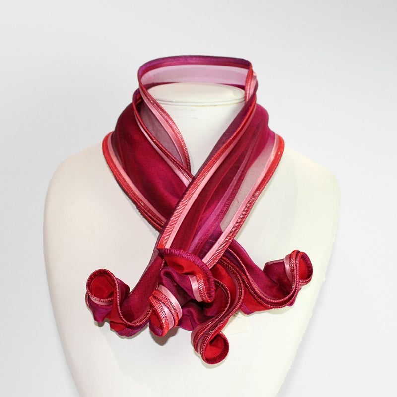 Cornflower pink & red scarf by Tammy Child