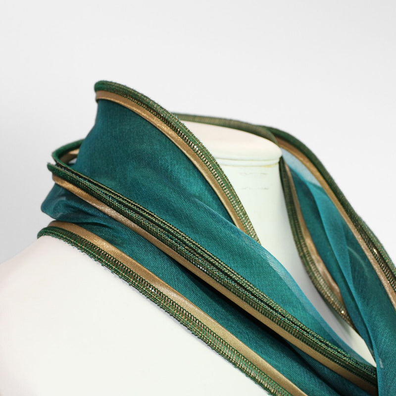 Cornflower green & gold scarf by Tammy Child