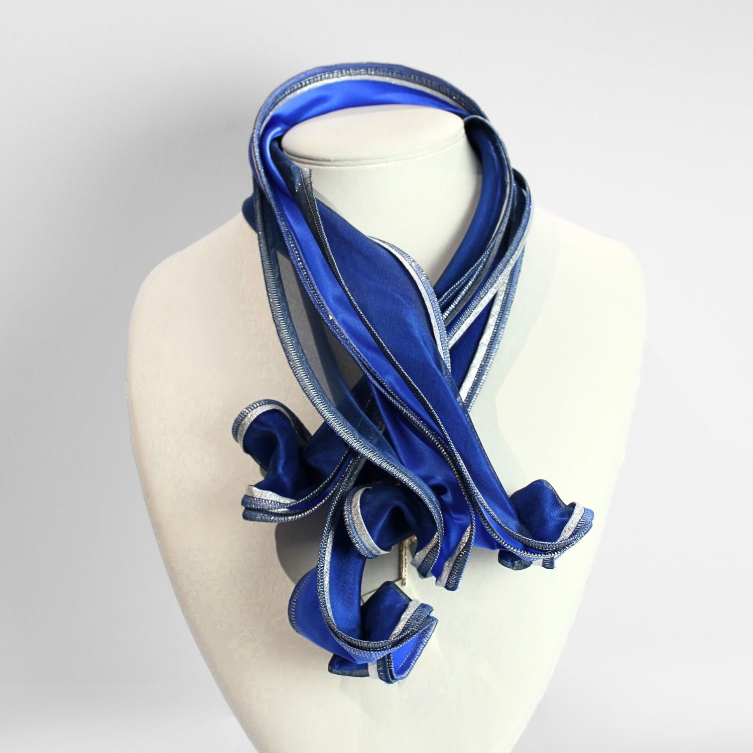Cornflower blue & silver scarf by Tammy Child