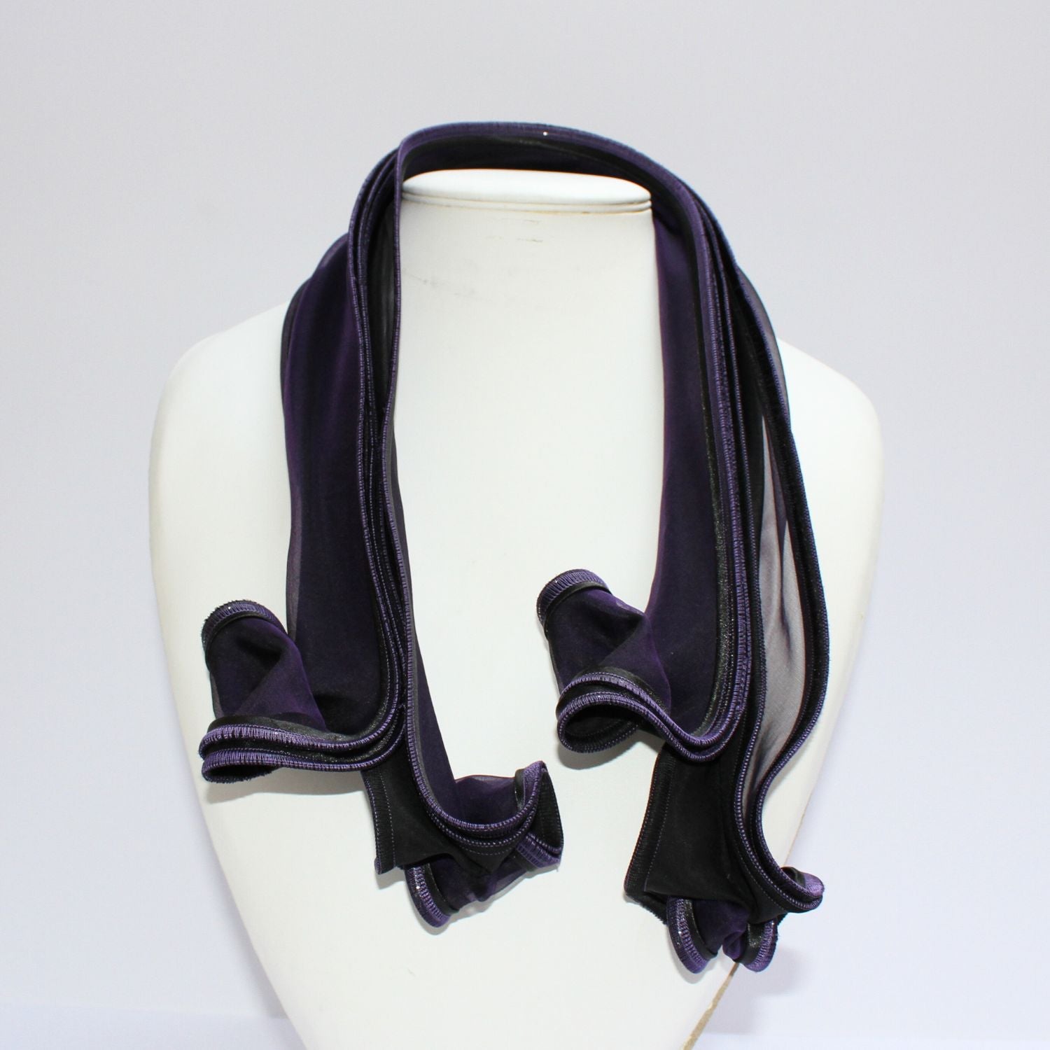 Cornflower purple & black scarf by Tammy Child