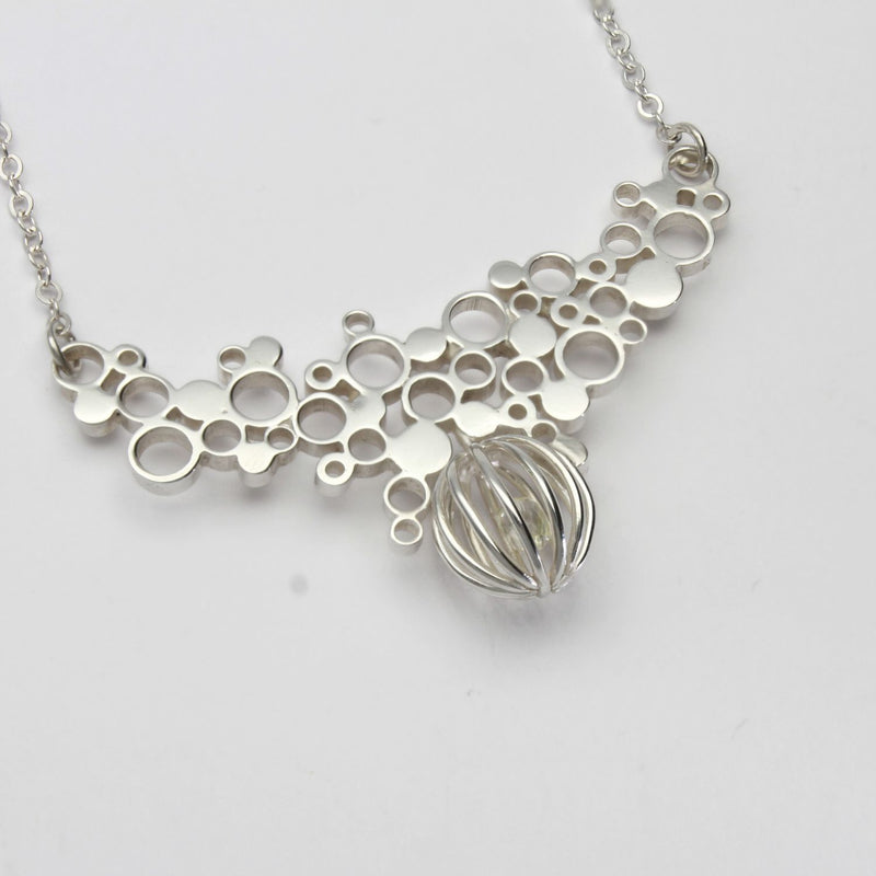 *NEW*One of a kind: No 19 Bespoke silver Bubbles necklace with uncut diamond