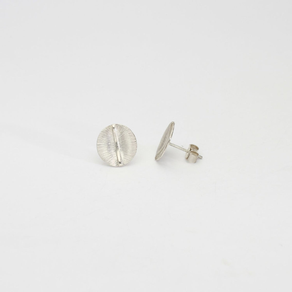 Willow leaf round silver studs by Yelland and Barker
