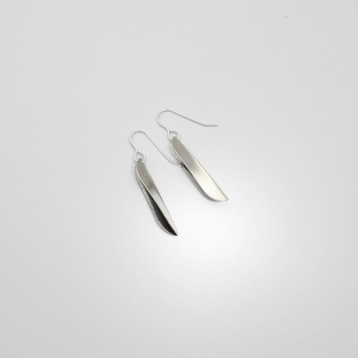 Willow leaf small silver earrings by Yelland and Barker