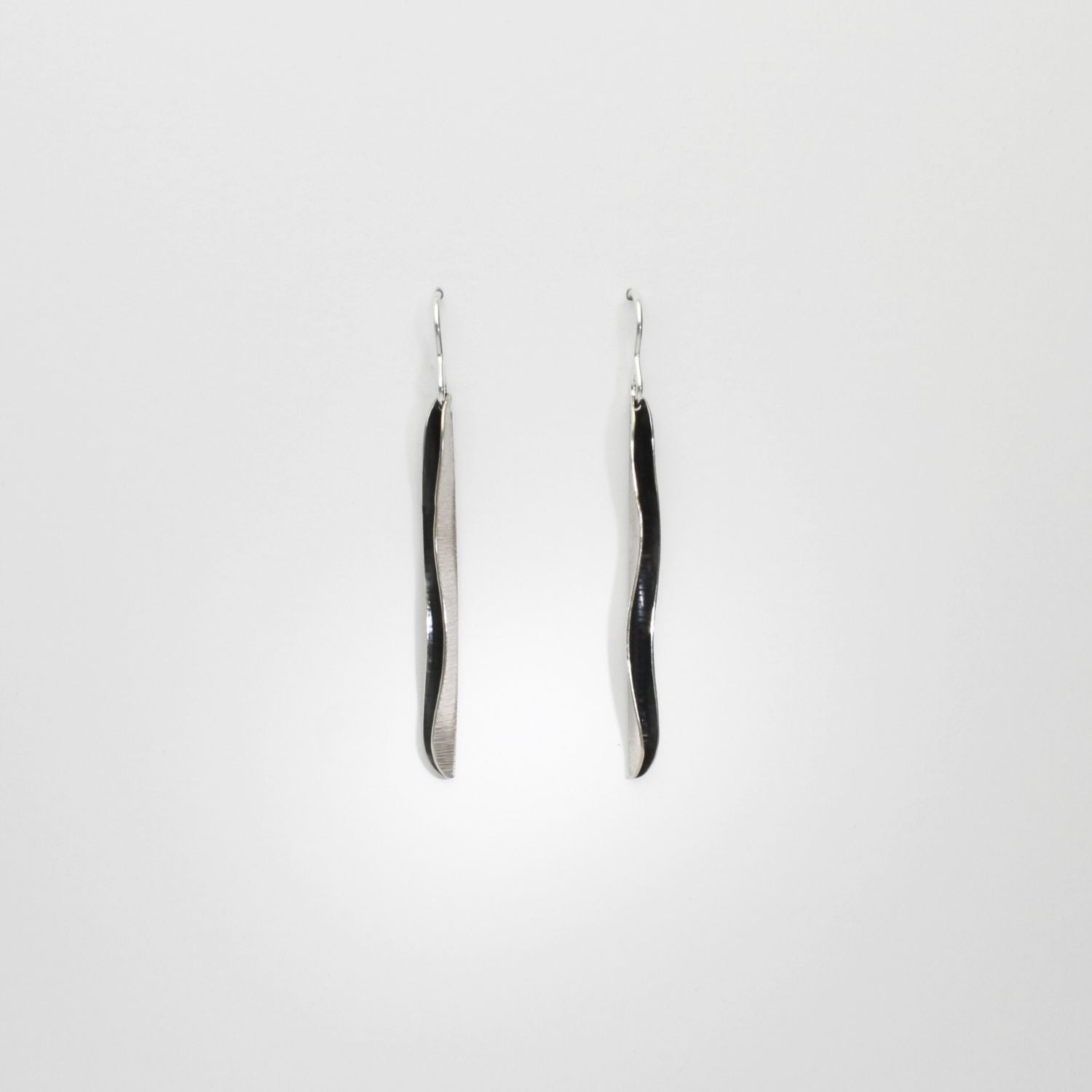 Willow leaf slimline medium silver earrings by Yelland and Barker