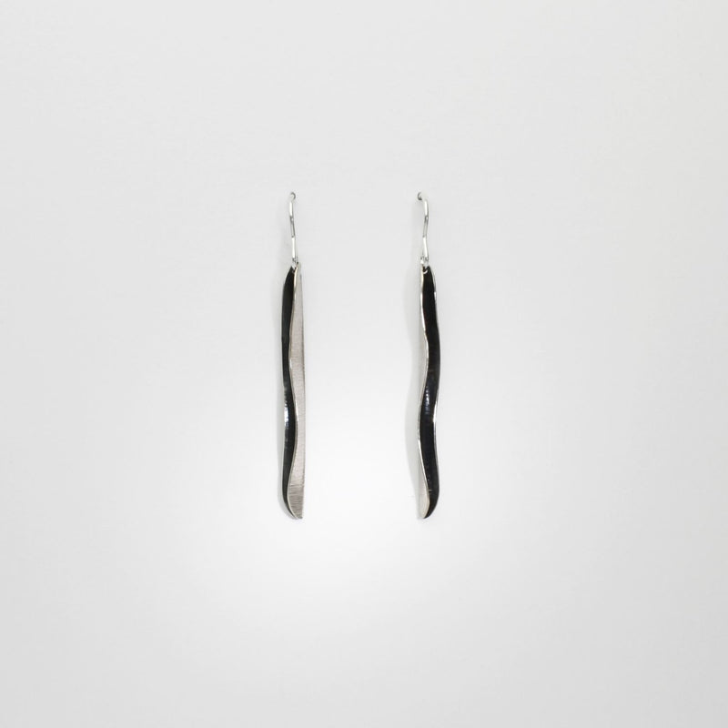Willow leaf slimline medium silver earrings by Yelland and Barker