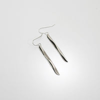 Willow leaf slimline medium silver earrings by Yelland and Barker
