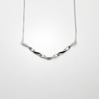 Willow leaf slimline twist silver necklace by Yelland and Barker