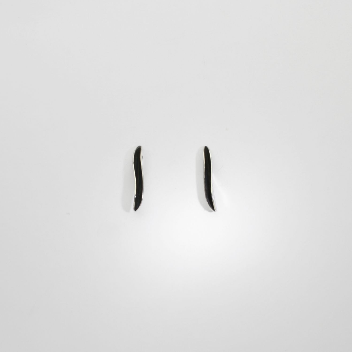 Willow leaf slimline silver studs by Yelland and Barker