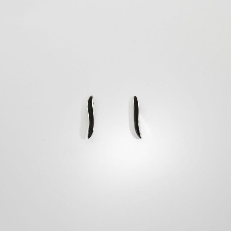 Willow leaf slimline silver studs by Yelland and Barker