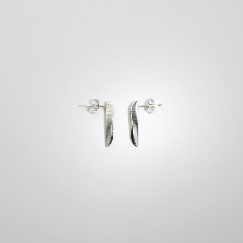 Willow leaf slimline silver studs by Yelland and Barker