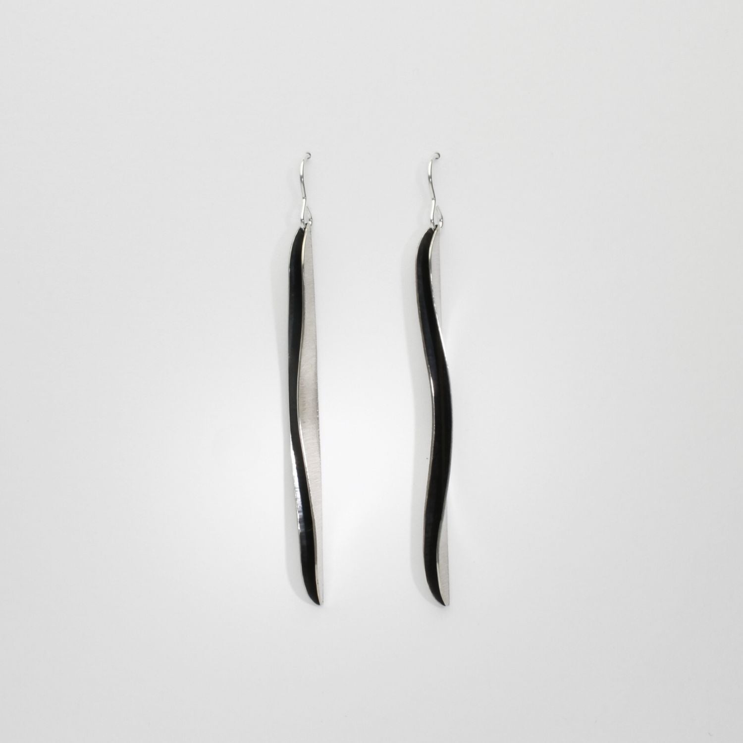Willow leaf wave silver earrings by Yelland and Barker