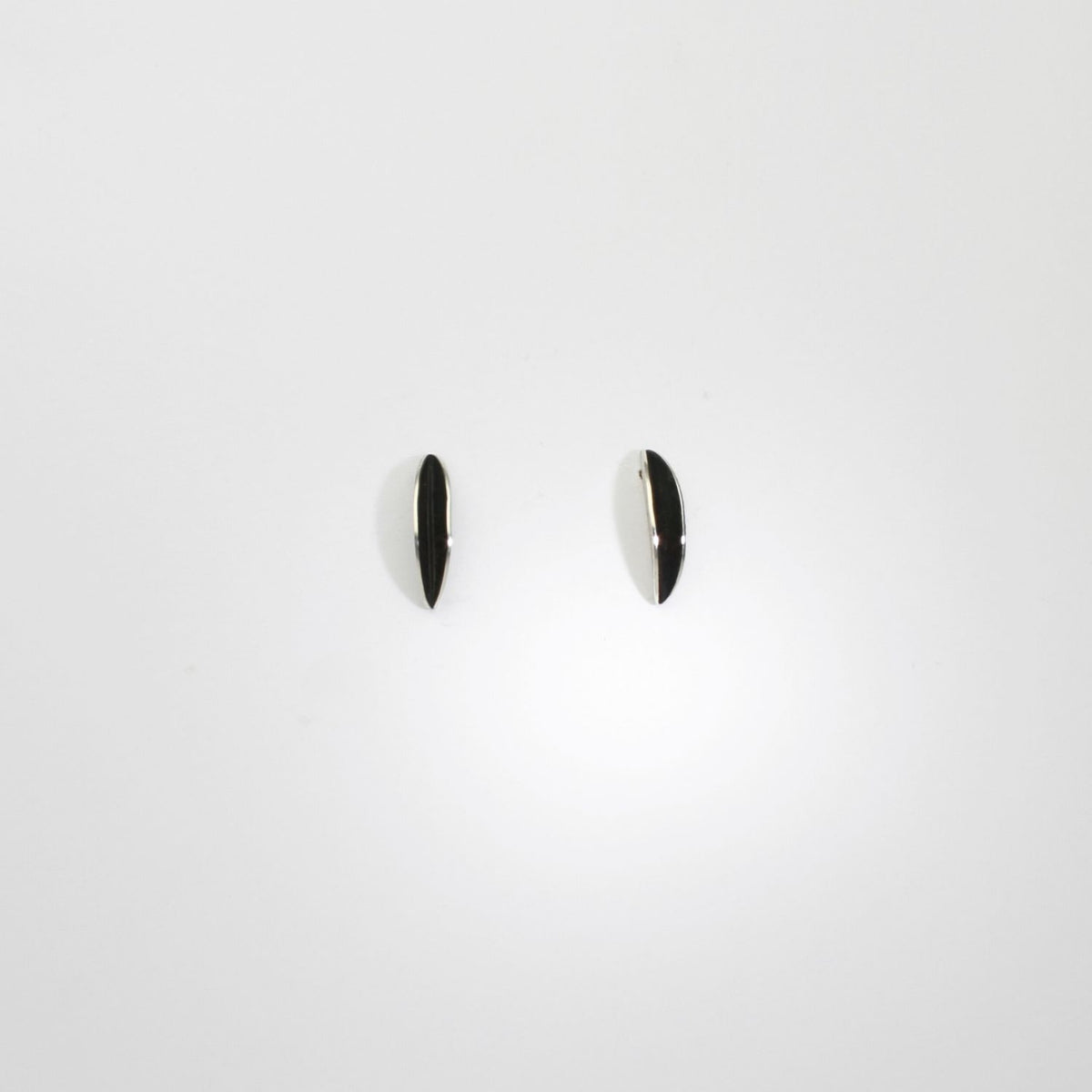 Willow leaf extra small silver studs by Yelland and Barker