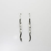 Willow leaf slimeline full twist silver earrings by Yelland and Barker