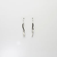 Willow leaf slimeline half twist silver earrings by Yelland and Barker