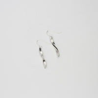 Willow leaf slimeline half twist silver earrings by Yelland and Barker