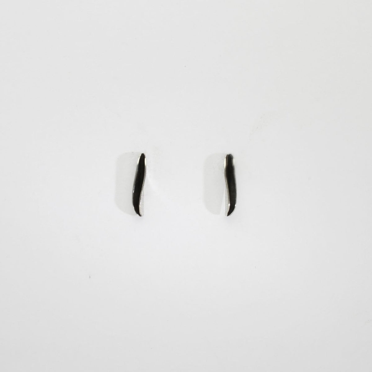 Willow leaf slimline silver studs by Yelland & Barker