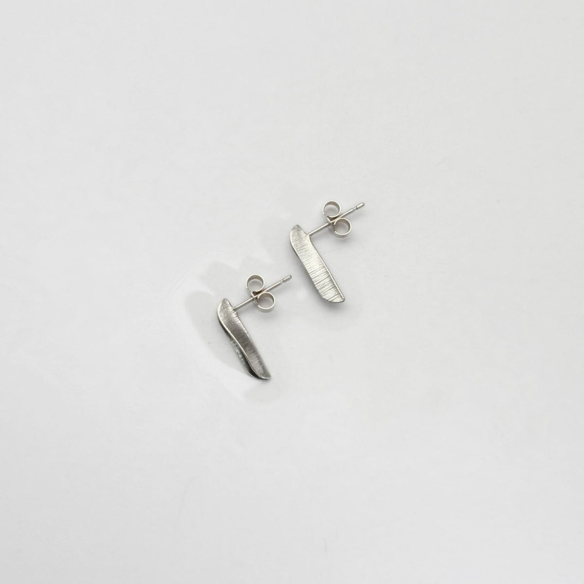 Willow leaf slimline silver studs by Yelland & Barker