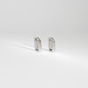 Rectangular silver hoop earrings by Yuki Mitsuyasu