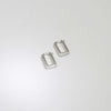 Rectangular silver hoop earrings by Yuki Mitsuyasu