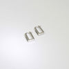 Rectangular silver hoop earrings with sapphires by Yuki Mitsuyasu