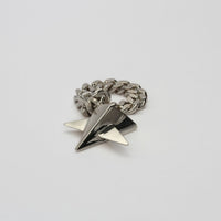Dangling star chain silver ring by yuki mitsuyasu