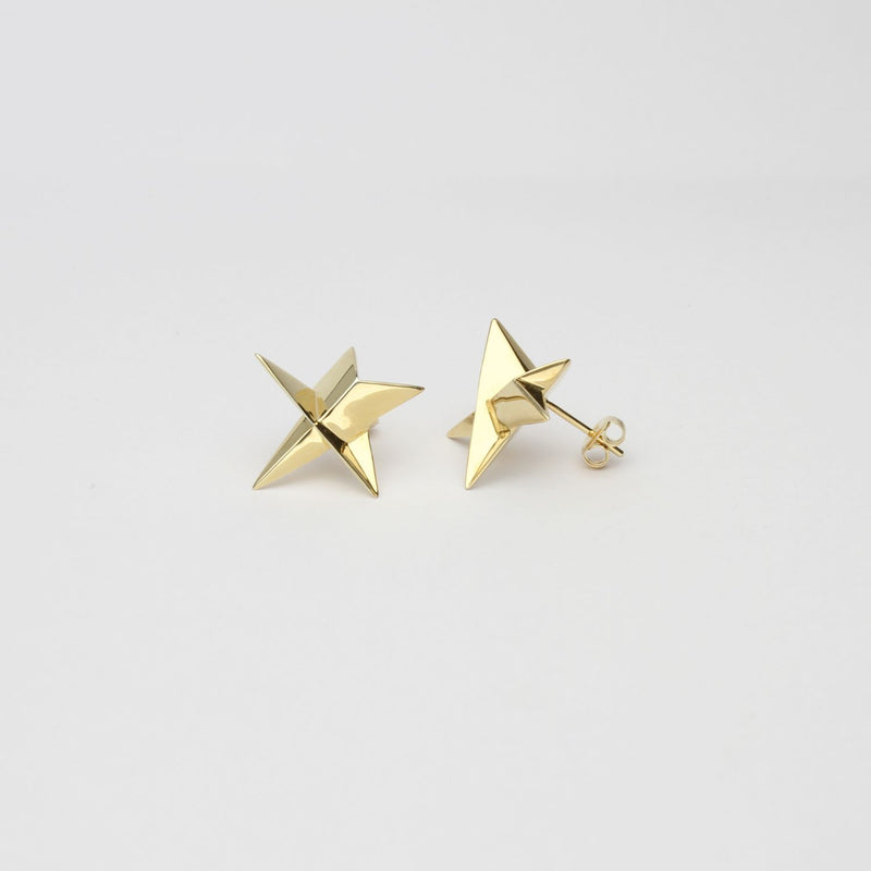 Earrings - Star stud earrings in 18ct gold-plated silver by Yuki Mitsuyasu