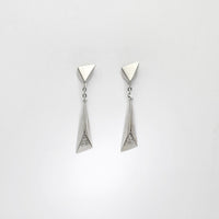 Shooting star silver stud earrings with white topaz by Yuki Mitsuyasu