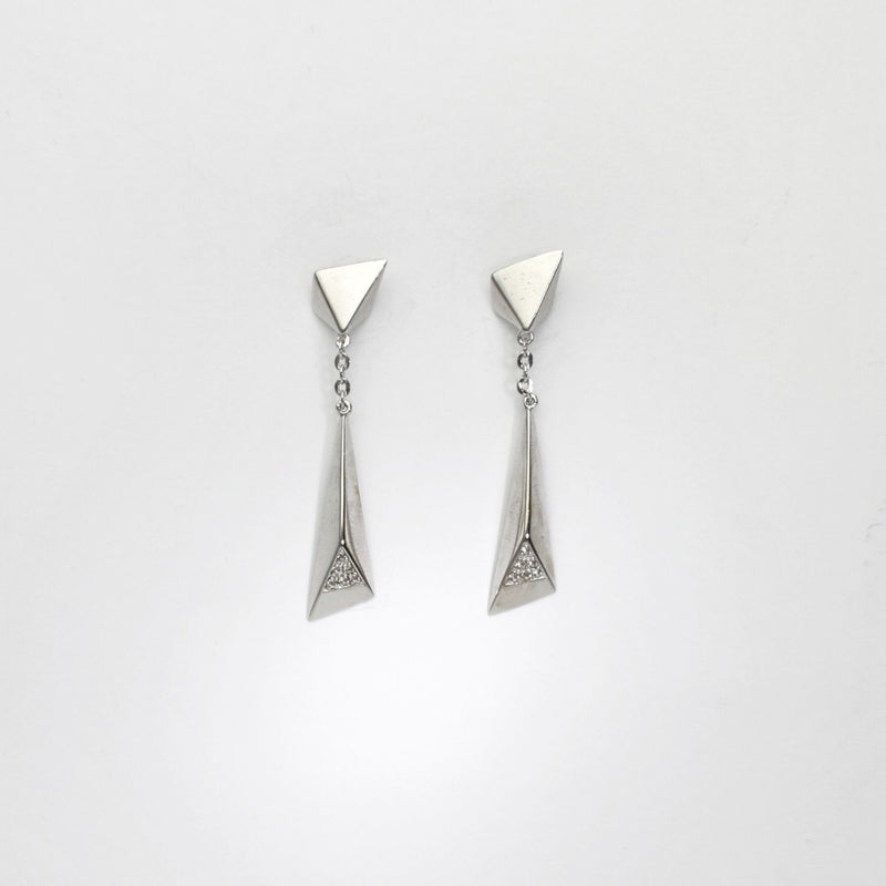 Shooting star silver stud earrings with white topaz by Yuki Mitsuyasu
