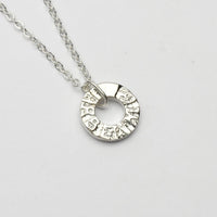 Arbennig sterling silver charm pendant, close-up of handwritten lettering