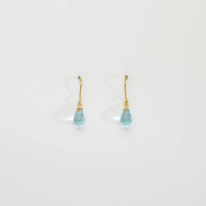 Blue topaz silver 22ct gold plated hook earrings by Charlotte Reid