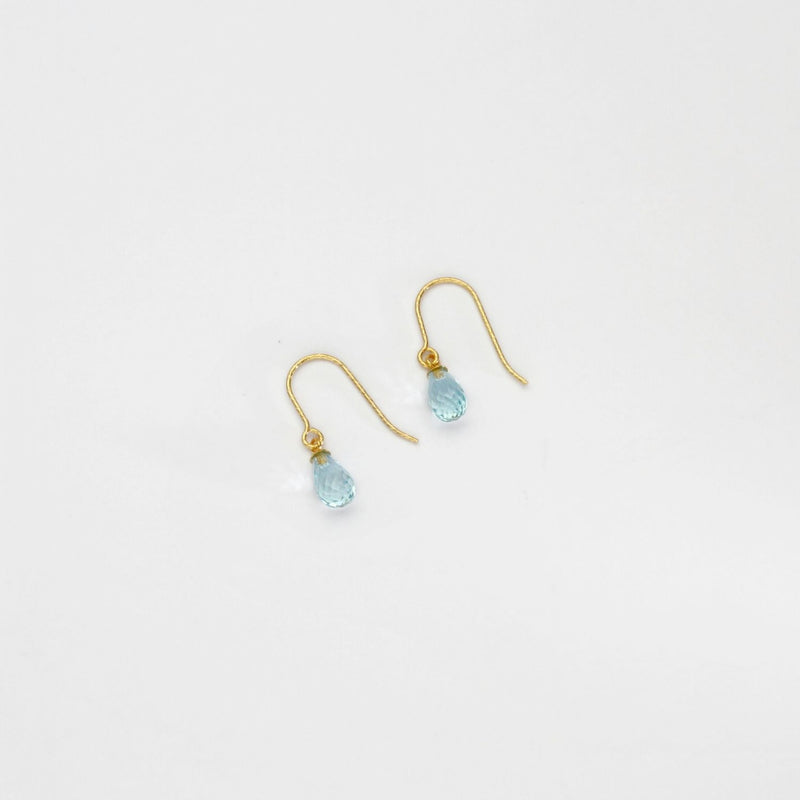 Blue topaz silver 22ct gold plated hook earrings by Charlotte Reid