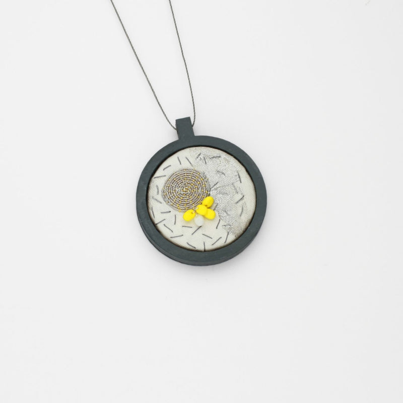Necklace - small beading on cotton with couched cord, beads & seeding by Beatrice Mayfield