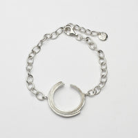 Brushstroke sterling silver bracelet, front view