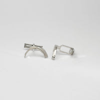 Brushstroke cufflinks, side profile of the artist-inspired design — Botymau Coesau Arian