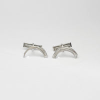 Brushstroke cufflinks, sterling silver — a fluid painted line brought into everyday tailoring — Botymau Coesau Arian