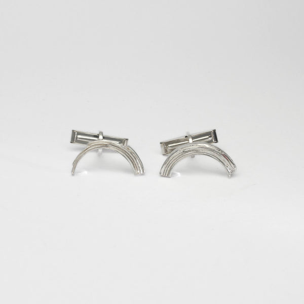 Brushstroke cufflinks, sterling silver — a fluid painted line brought into everyday tailoring — Botymau Coesau Arian