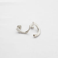 Brushstroke curved sterling silver earrings — Clustdlysau Arian Brushstroke