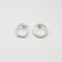 Brushstroke full arc earrings, sterling silver — the full sweep of a single painted line — Clustdlysau Arian
