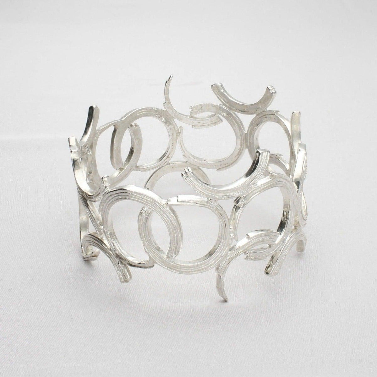 Brushstroke statement bangle, sterling silver — the fullest expression of a single painted line — Breichled Arian