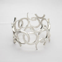 Brushstroke statement bangle, sterling silver — the fullest expression of a single painted line — Breichled Arian